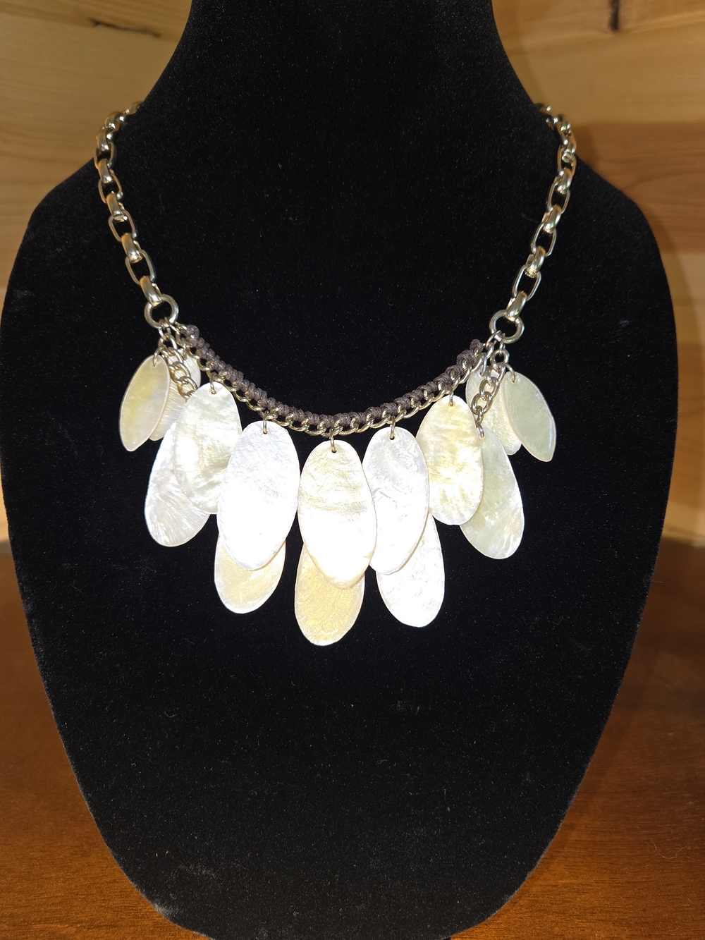 Iridescent Yellow Disc Drop Necklace on Gold Chain